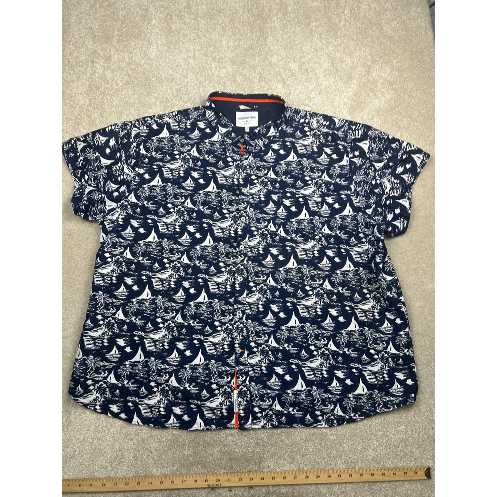 International Report Men's Hawaiian Shirt 4XL Navy Sailboat Nautical Tropical